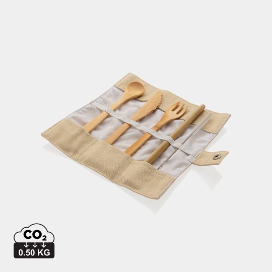 Juego de cubiertos reutilizables de bambú