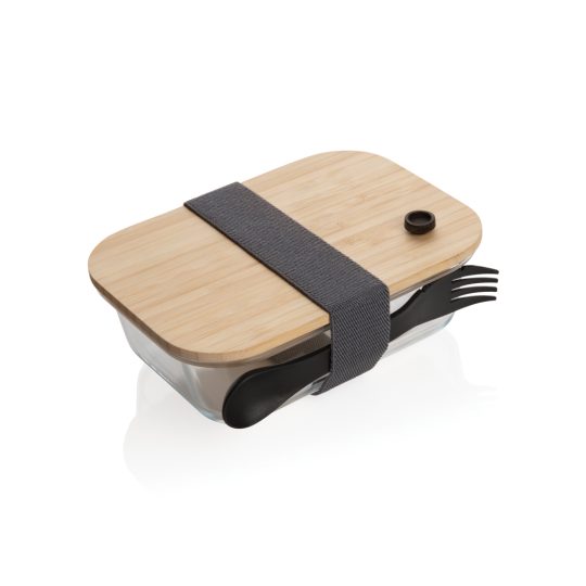 Tupper de vidrio con tapa de bambú