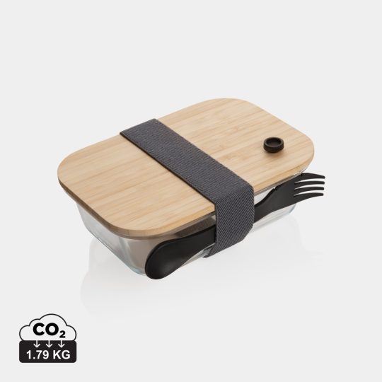 Tupper de vidrio con tapa de bambú