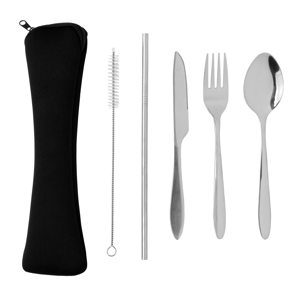 Set de cubiertos reutilizables acero inoxidable de 4 piezas - Imagen 3