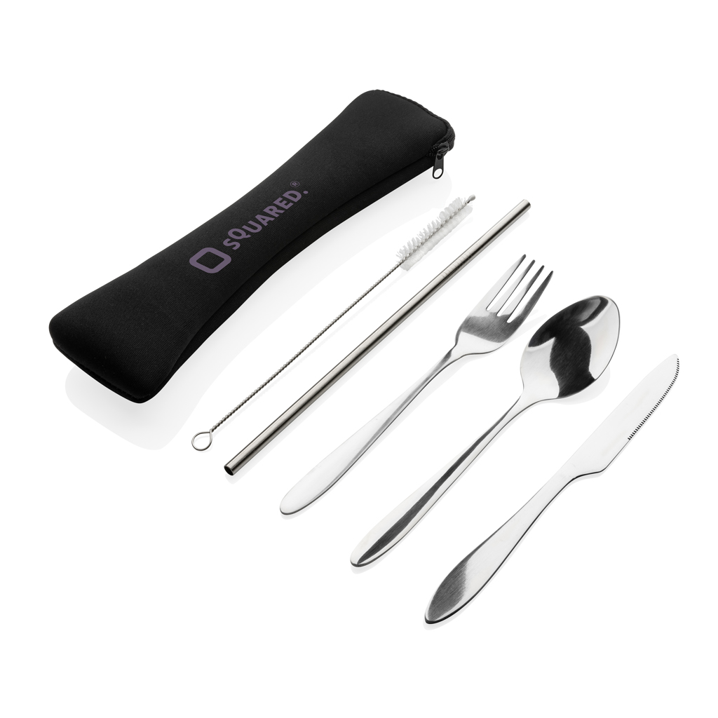 Set de cubiertos reutilizables acero inoxidable de 4 piezas - Imagen 4