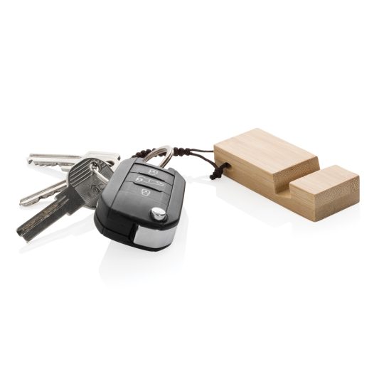 Soporte para teléfono con llavero de bambú Standkey