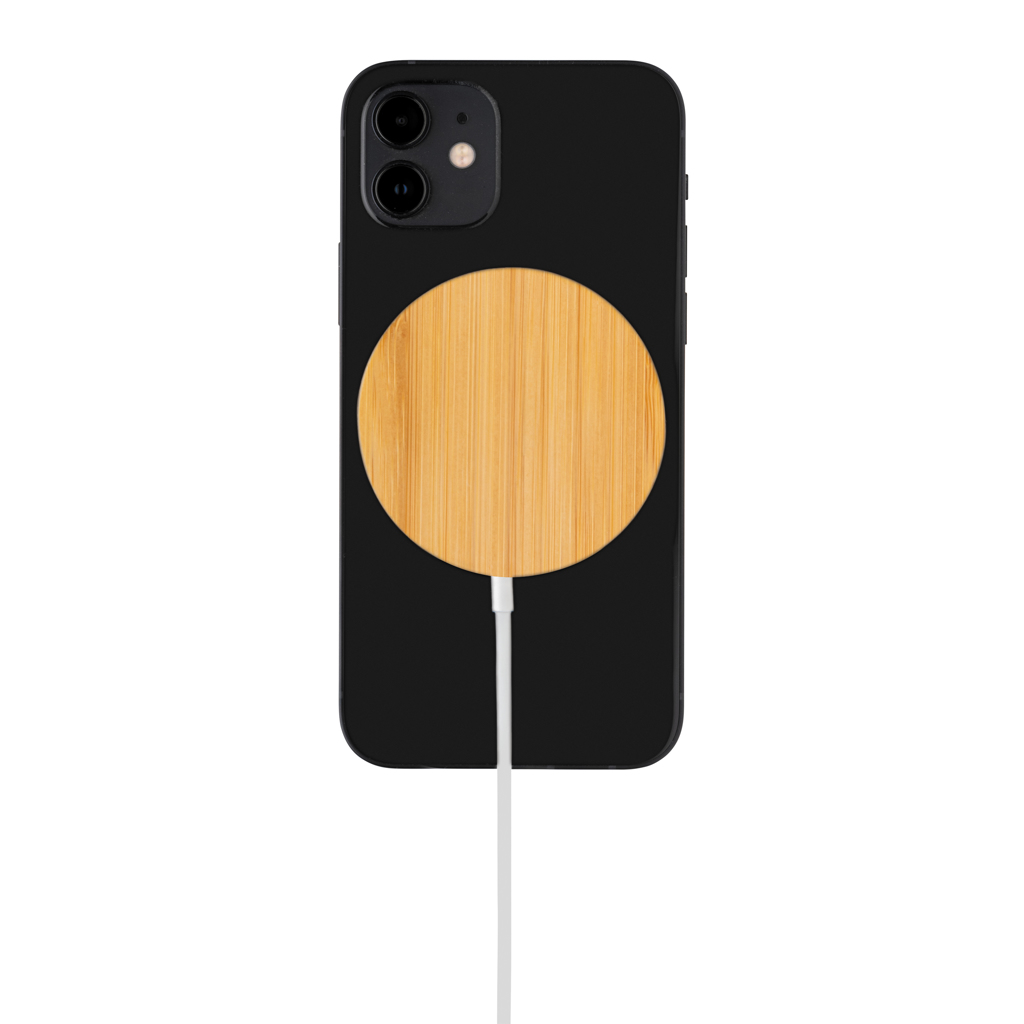 Cargador inalámbrico magnético de bambú de 10W - Imagen 3