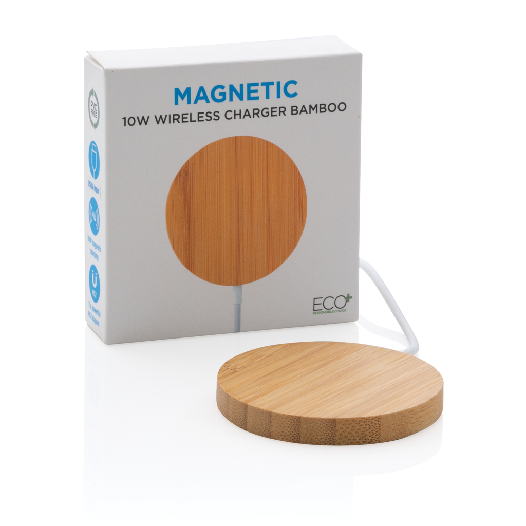 Cargador inalámbrico magnético de bambú de 10W - Imagen 5