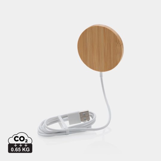 Cargador inalámbrico magnético de bambú de 10W