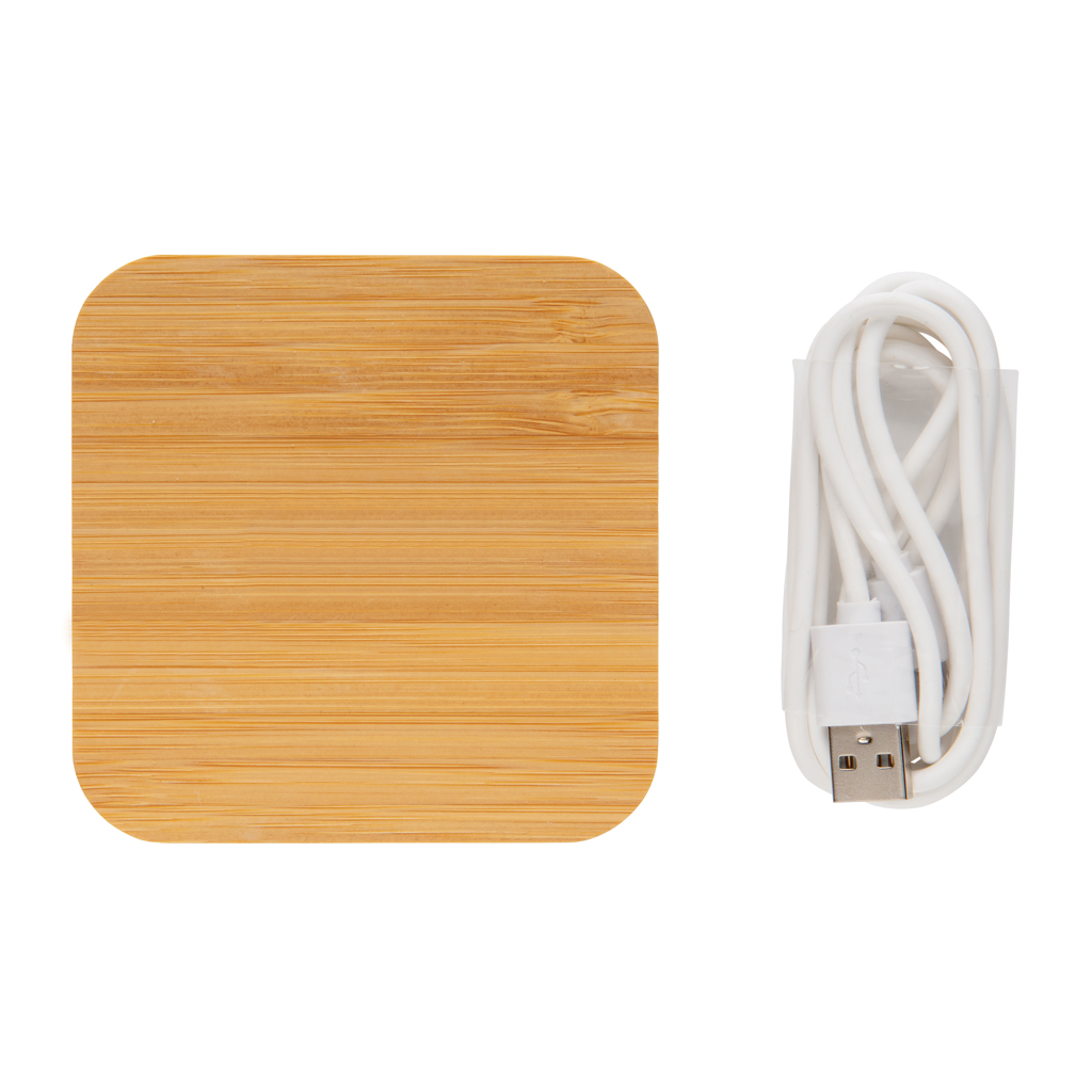 Cargador inalámbrico 5W de bambú con USB - Imagen 4