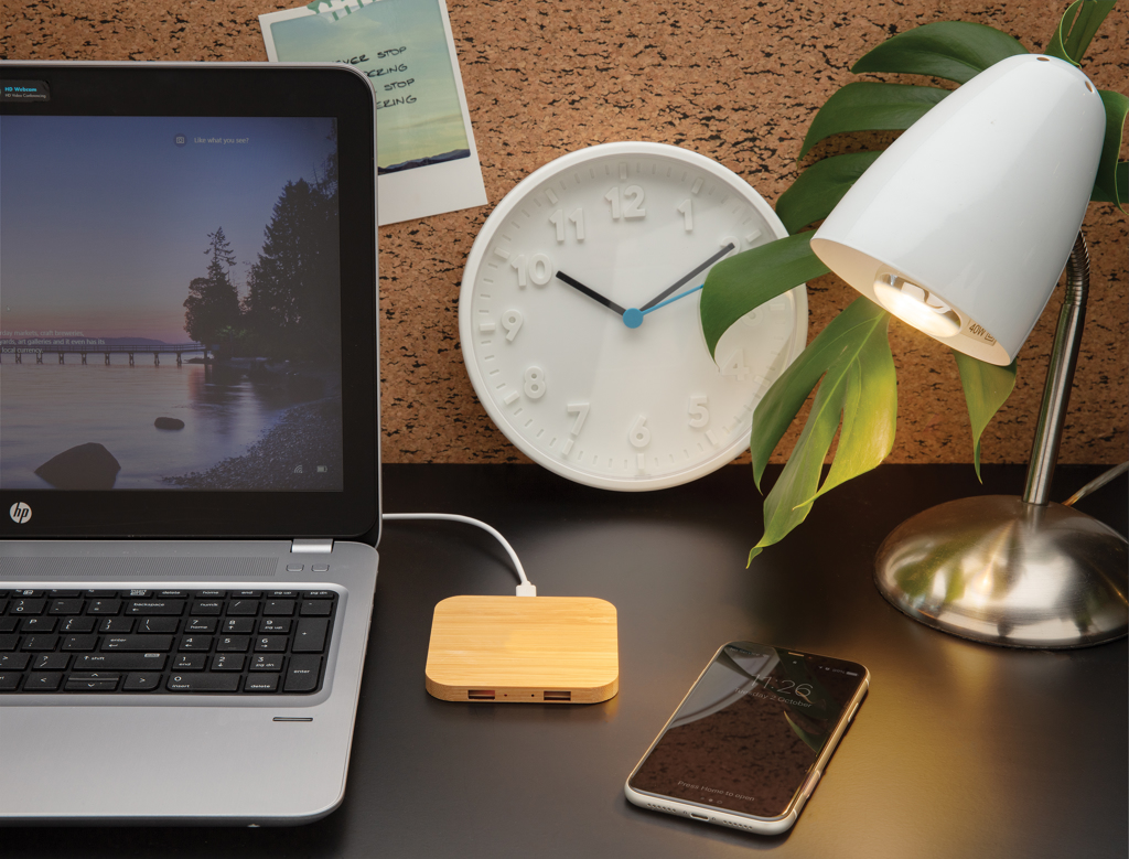 Cargador inalámbrico 5W de bambú con USB - Imagen 5
