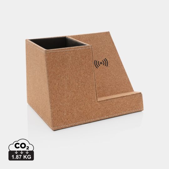 Portalápices de corcho y cargador inalámbrico 5W