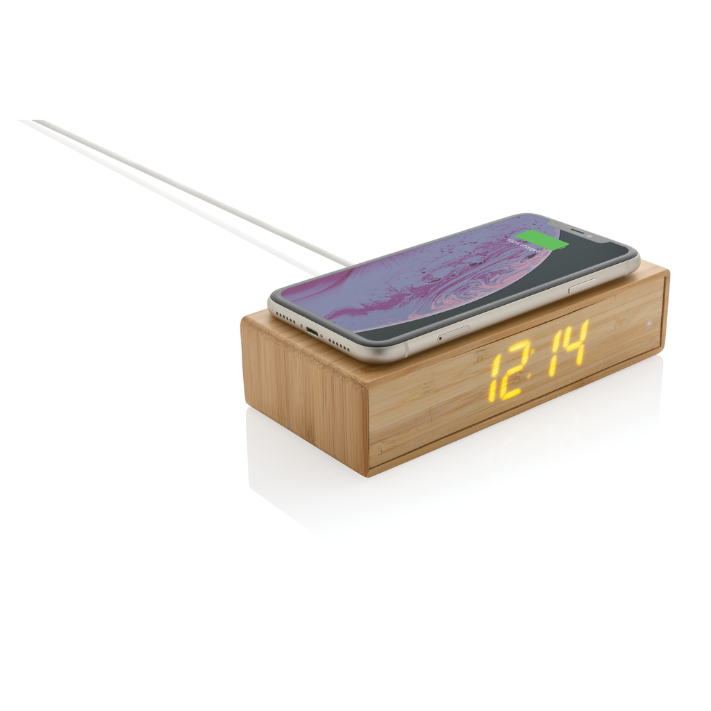 Despertador de bambú con cargador inalámbrico de 5W - Imagen 2