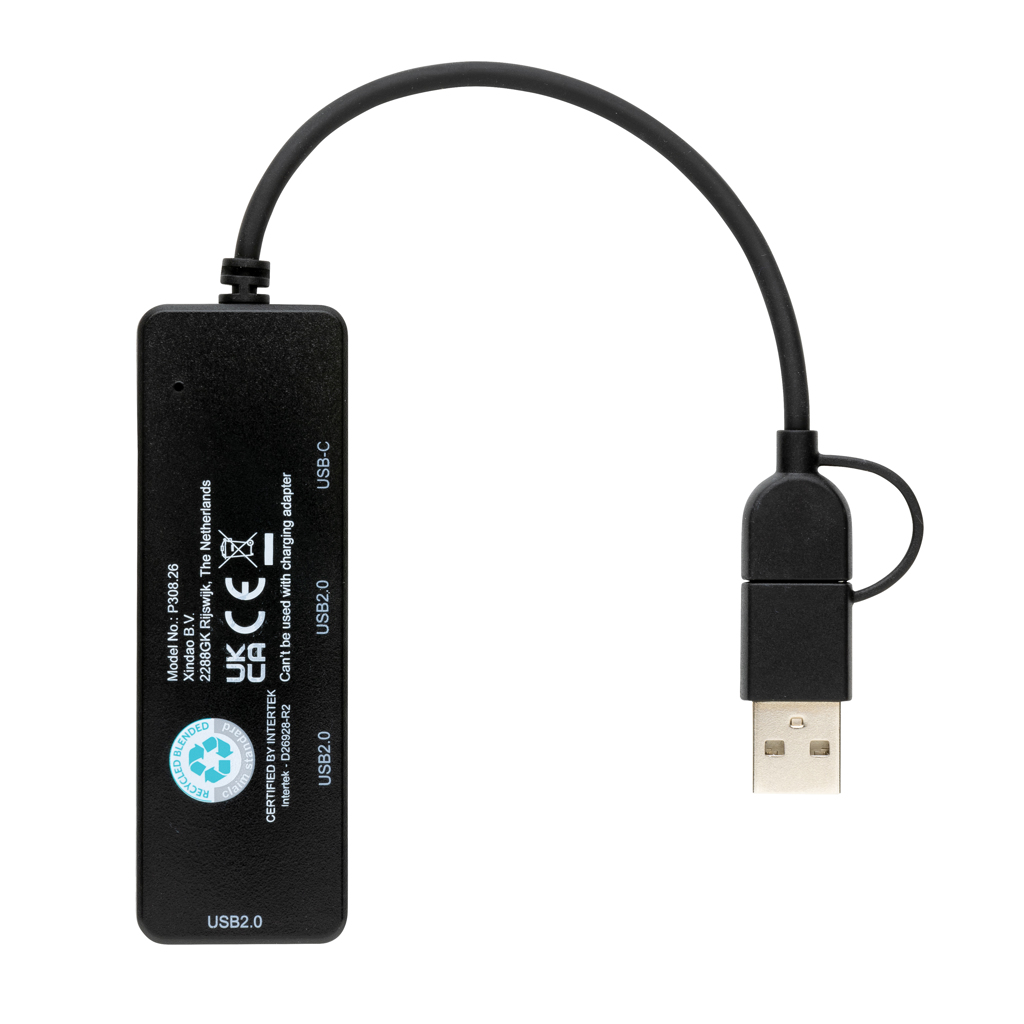 Puerto USB RCS de plástico reciclado con doble entrada - Imagen 3