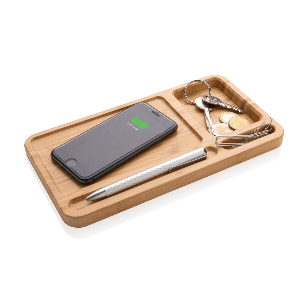 Organizador de escritorio y cargador 10W de bambú - Imagen 2