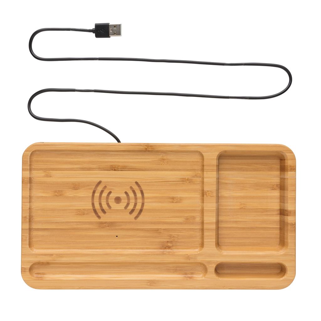 Organizador de escritorio y cargador 10W de bambú - Imagen 4