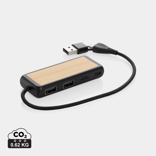 Hub USB Link RCS doble entrada de bambú y plástico reciclado
