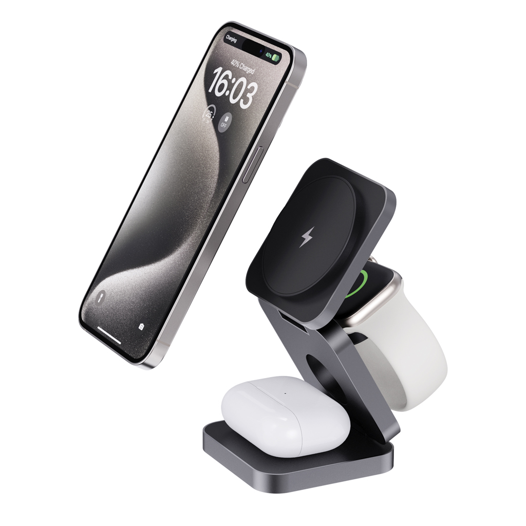 Cargador plegable Terra RCS aluminio reciclado 3 en 1