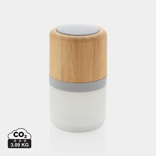 Altavoz Bambú con luz cambiante 3W