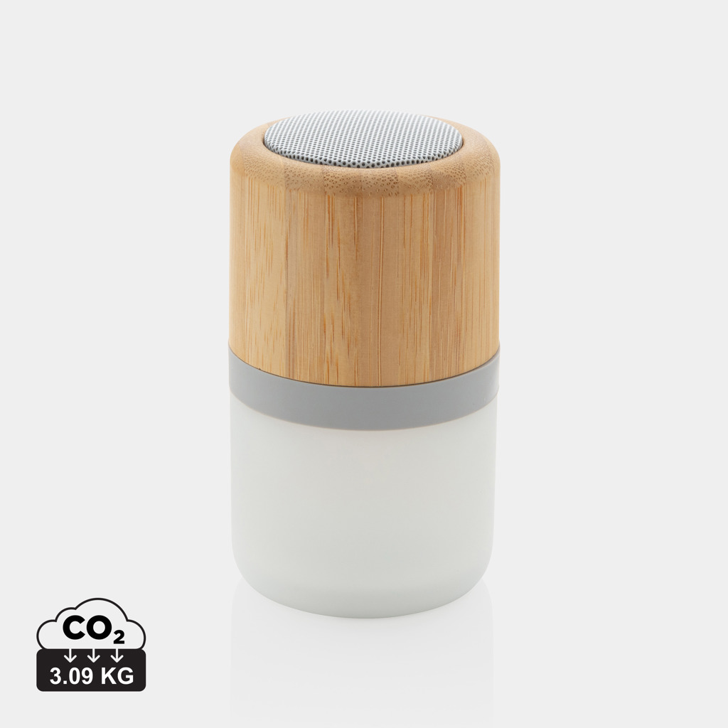Altavoz Bambú con luz cambiante 3W