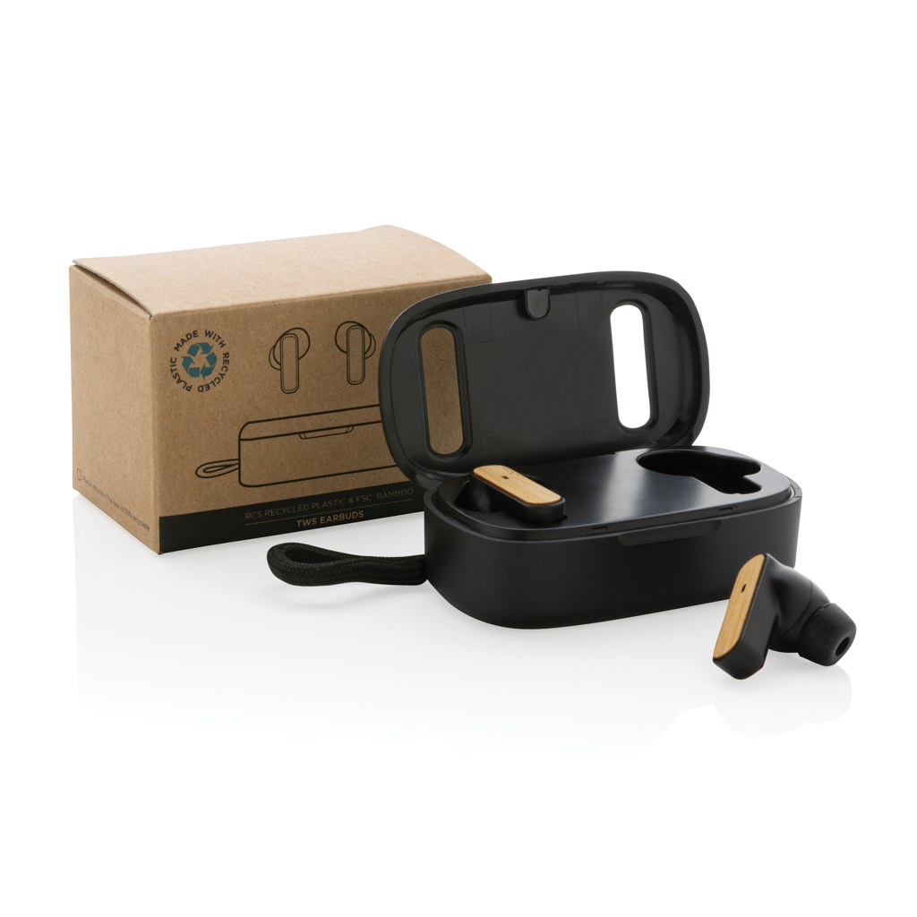 Auriculares TWS de plástico reciclado RCS y bambú - Imagen 7