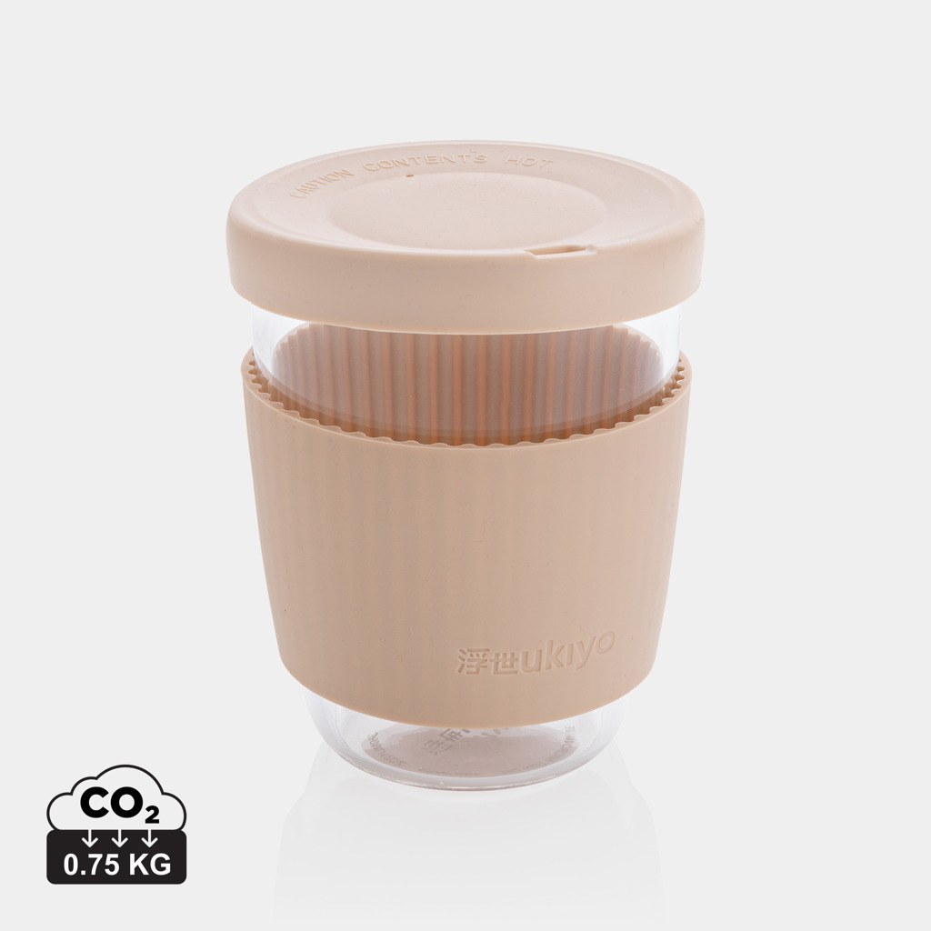 Vaso de borosilicato Ukiyo con tapa y funda de silicona
