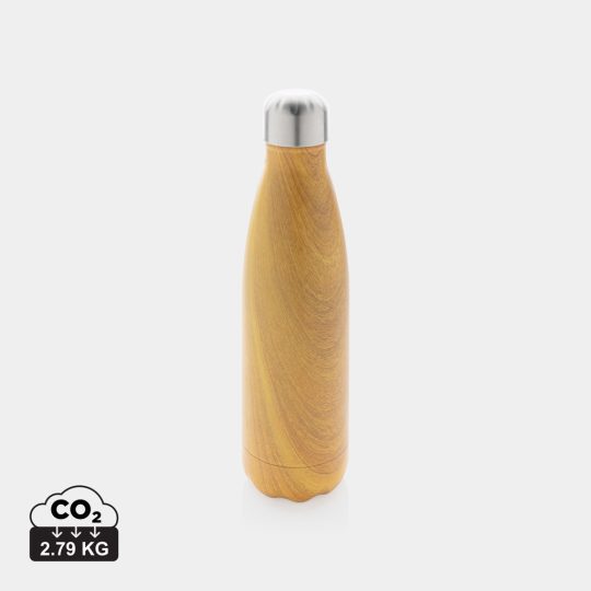 Botella aislada al vacío con estampado de madera