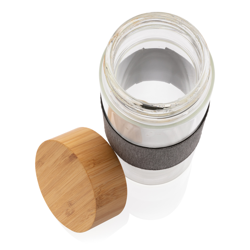 Botella Impact de vidrio de borosilicato con bambú - Imagen 4