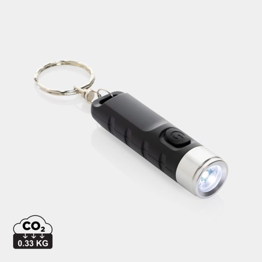 Linterna llavero recargable USB de plástico reciclado Globix