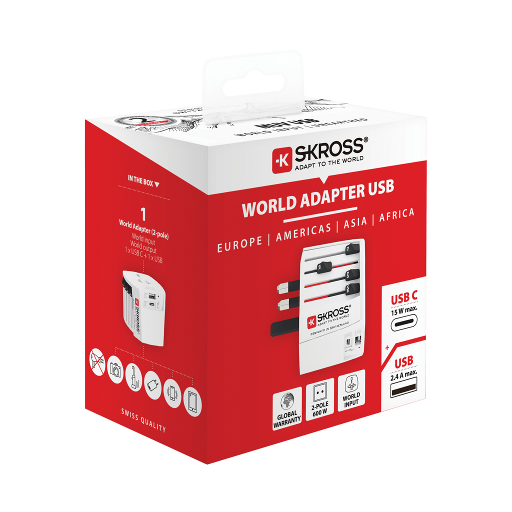 Adaptador de viaje mundial SKROSS USB MUV (1 USB C 1 USB A) - Imagen 5
