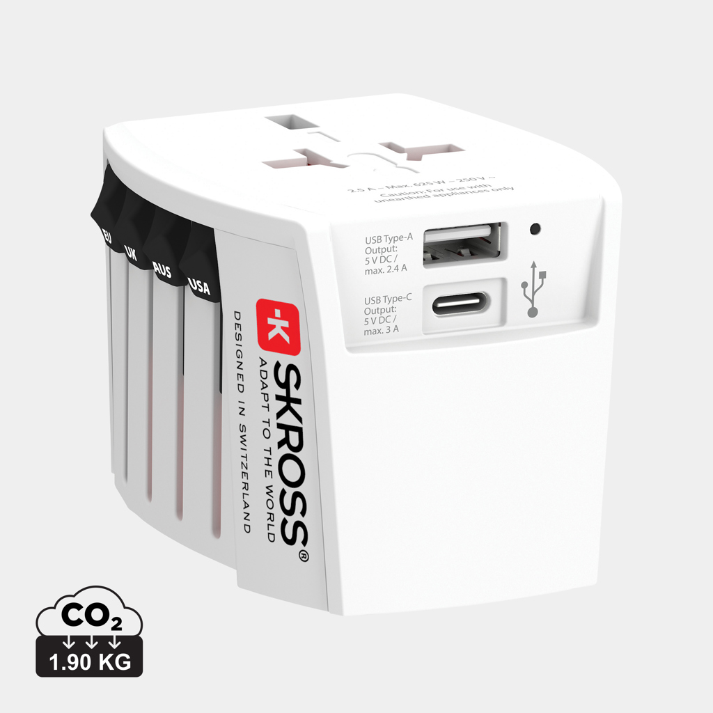 Adaptador de viaje mundial SKROSS USB MUV (1 USB C 1 USB A)