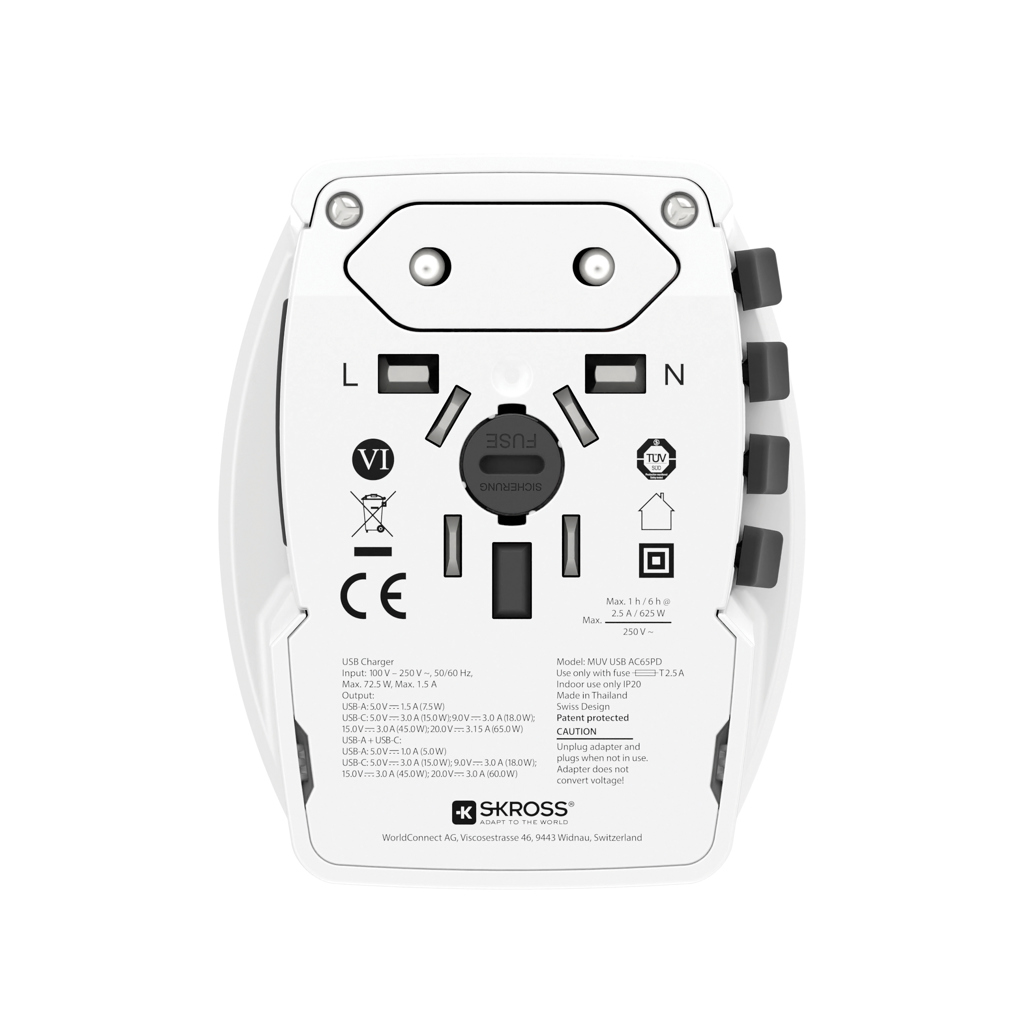 Adaptador de viaje mundial SKROSS MUV 65W PD con cable C USB - Imagen 4