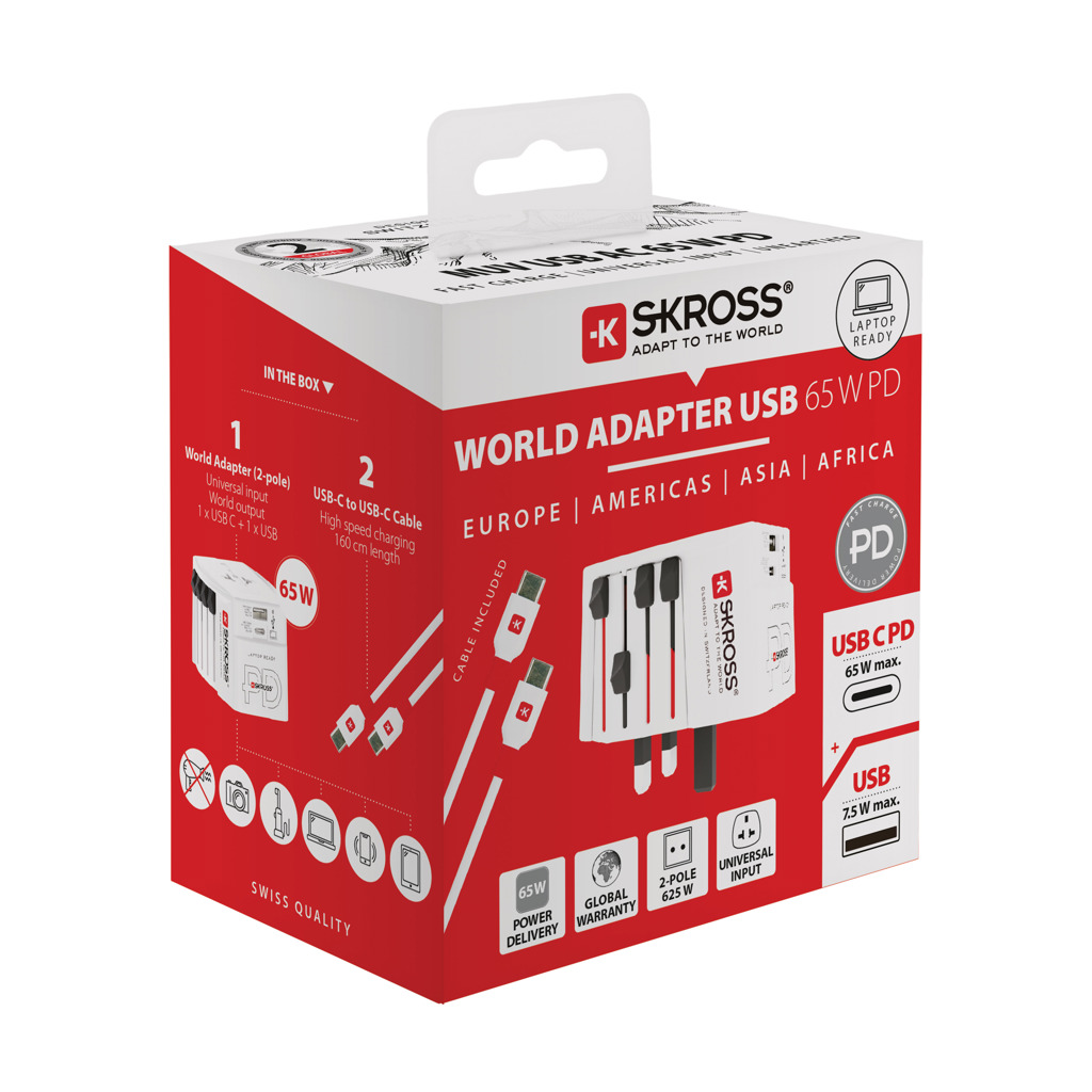 Adaptador de viaje mundial SKROSS MUV 65W PD con cable C USB - Imagen 7