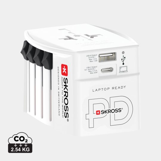 Adaptador de viaje mundial SKROSS MUV 65W PD con cable C USB