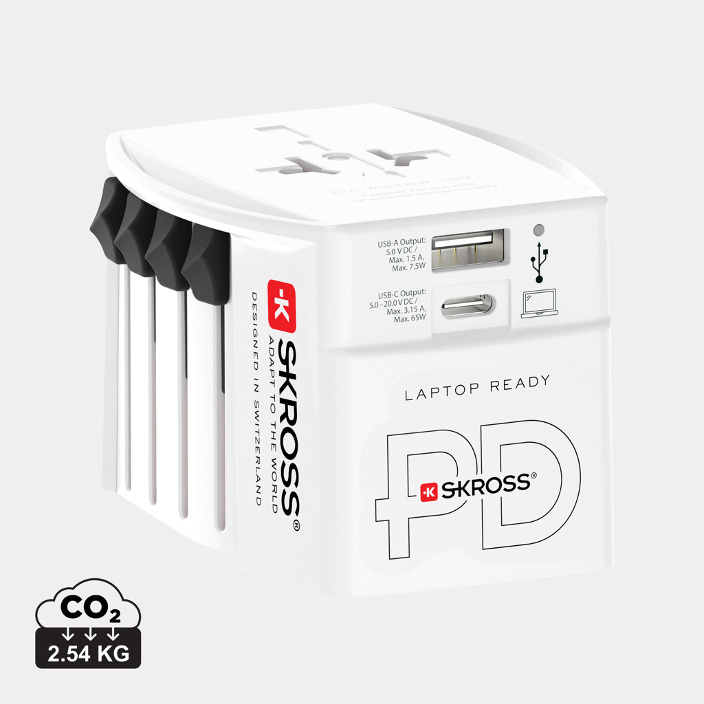 Adaptador de viaje mundial SKROSS MUV 65W PD con cable C USB