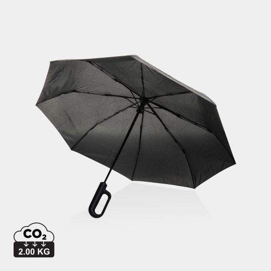 Paraguas Yara 21" AWARE™ RPET de color liso con mosquetón