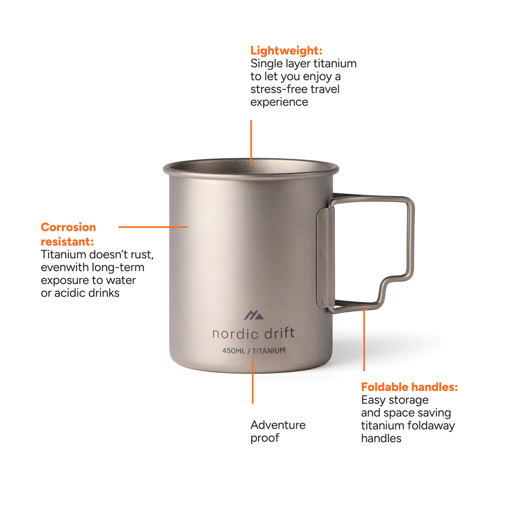 Vaso Nordic Drift Trail Ultra Light de titanio de 450 ml - Imagen 2