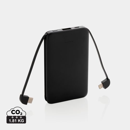 Powerbank 5.000 mAh de bolsillo con cables integrados