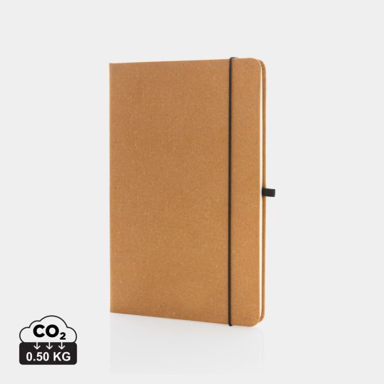 Libreta A5 de cuero reciclado GRS de tapa dura