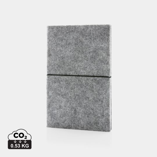 Libreta A5 tapa blanda de fieltro reciclado certificado GRS