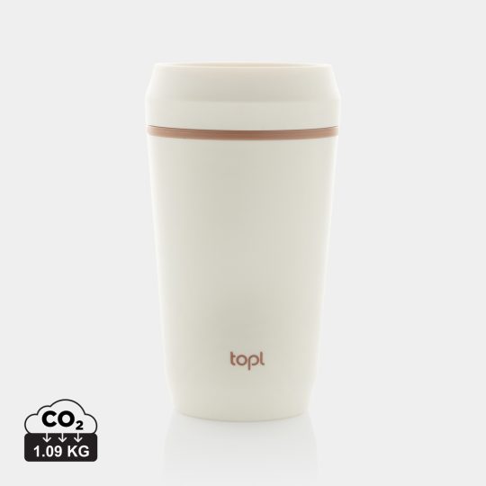 Vaso de plástico reciclado Topl To Go con tapa patentada 360