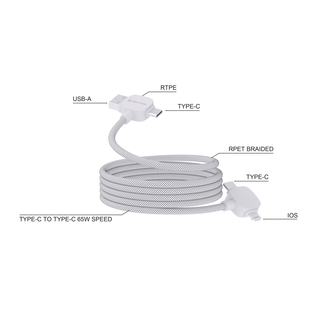 Cable magnético TPE/PET reciclado Urban Vitamin Stockton 65W - Imagen 2