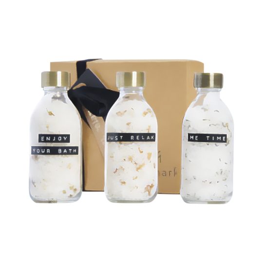 Conjunto de regalo de sal de baño de 3 piezas de 200 ml.