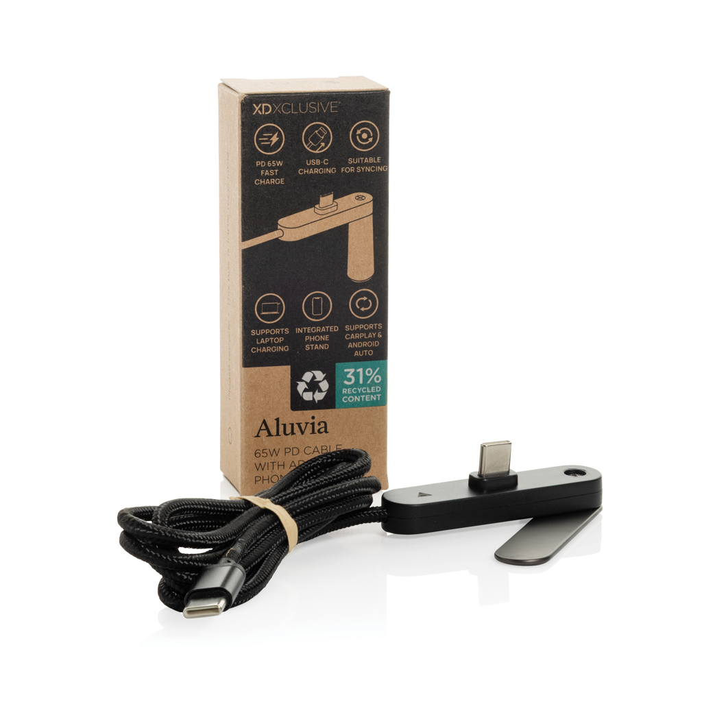 Cable Aluvia RCS 65W PD con soporte ajustable para teléfono - Imagen 2